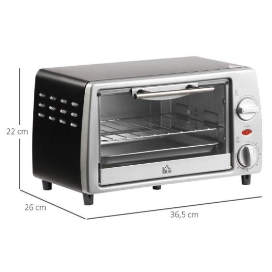 Mini Four Welltin 800-084 10L 750W Minuterie 230°C Compact Argent