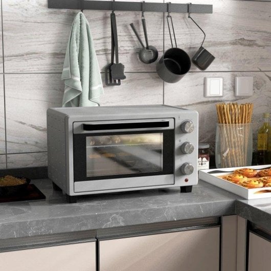 Mini Forno Welltin T1008-01-03797 21L 1400W Temporizador 60min 230°C Prateado