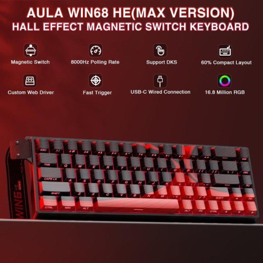 Clavier Aula WIN68 HE MAX Magnétique Compact 60% 8000Hz RGB Ajustable