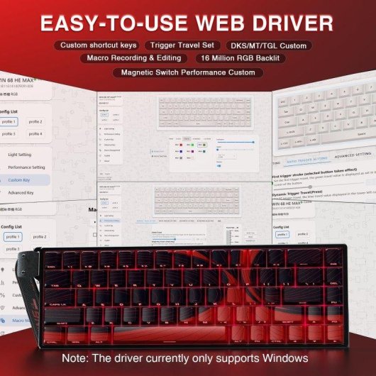 Clavier Aula WIN68 HE MAX Magnétique Compact 60% 8000Hz RGB Ajustable