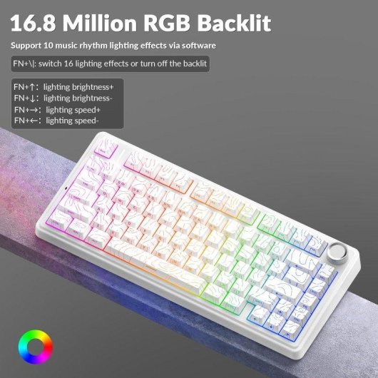 Clavier Aula F75 Gaming Tri-mode 4000mAh Hot-swappable RGB PBT compact