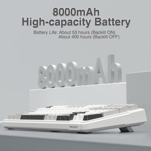 Teclado Aula F99 mecânico sem fios tri-modo Hot-swappable RGB 8000mAh