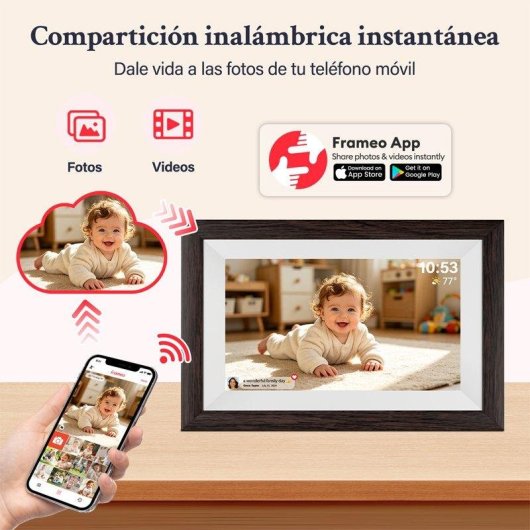 Cadre photo numerique Frameo 10,1 pouces WiFi Ecran tactile IPS