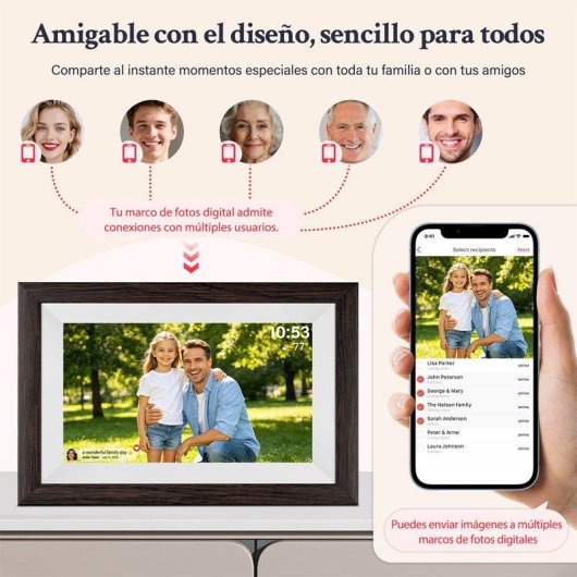 Cadre photo numerique Frameo 10,1 pouces WiFi Ecran tactile IPS
