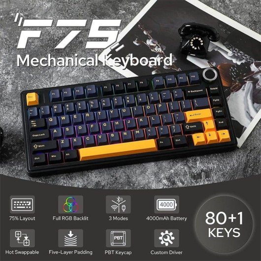 Clavier Aula F75 75% compact sans fil Hot-swap RGB 4000mAh