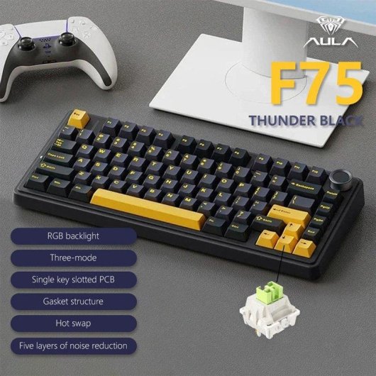 Clavier Aula F75 75% compact sans fil Hot-swap RGB 4000mAh