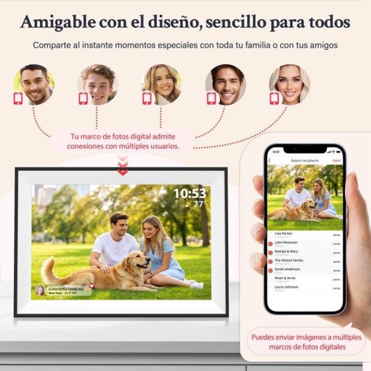 Marco digital Autrucker Frameo 10.1" WiFi 64 GB pantalla táctil HD