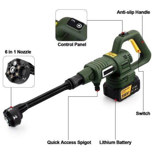Lavadora Autrucker 200 bar Sin Escobillas Pantalla Digital Compatible Makita 18V