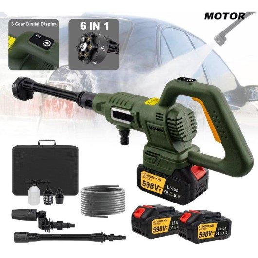 Lavadora Autrucker 200 bar Sin Escobillas Pantalla Digital Compatible Makita 18V