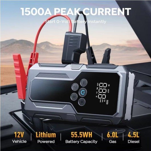 Avviatore Auto Autrucker 1500A Inflatore 150Psi Power Bank 55,5Wh