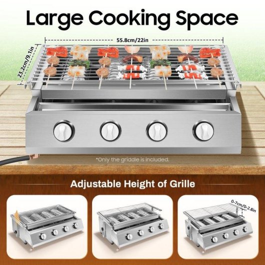 Parrilla Autrucker GB-04A 4 Quemadores Altura Ajustable Sin Humo