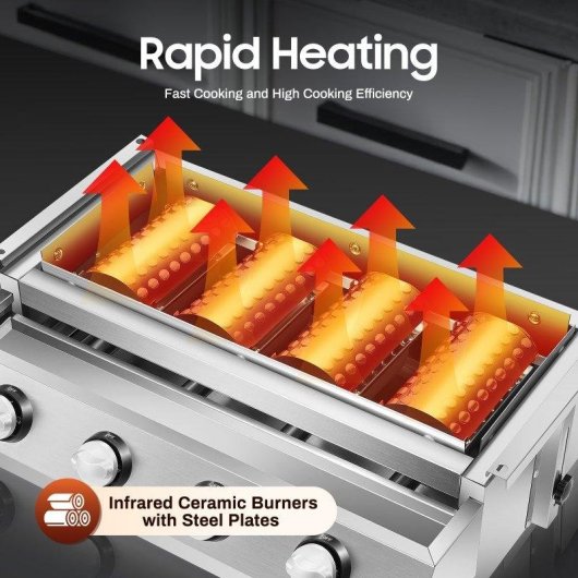 Parrilla Autrucker GB-04A 4 Quemadores Altura Ajustable Sin Humo