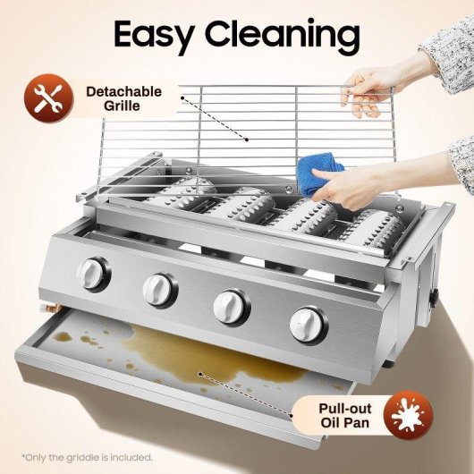 Parrilla Autrucker GB-04A 4 Quemadores Altura Ajustable Sin Humo