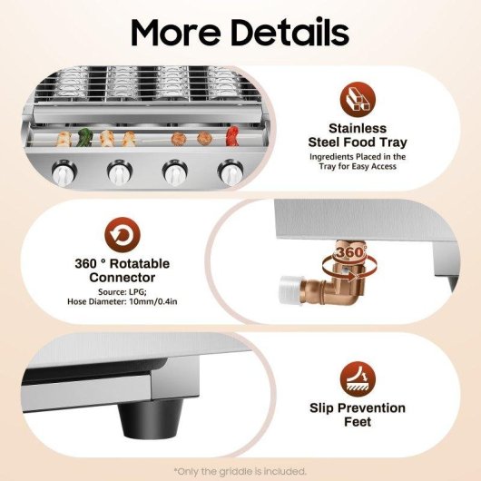 Parrilla Autrucker GB-04A 4 Quemadores Altura Ajustable Sin Humo