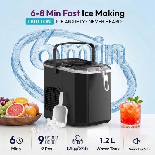 Máquina de hielo Autrucker de escritorio 12 kg/24 h autolimpieza silenciosa