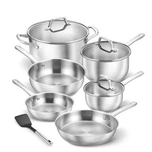 Conjunto de panela Autrucker 10 peças aço inoxidável indução