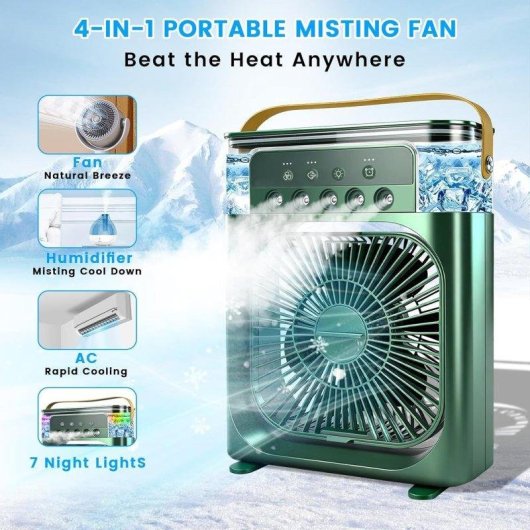Mini Ventilatore Nebulizzatore Portatile Autrucker LED 7 Colori 3 Velocità Timer