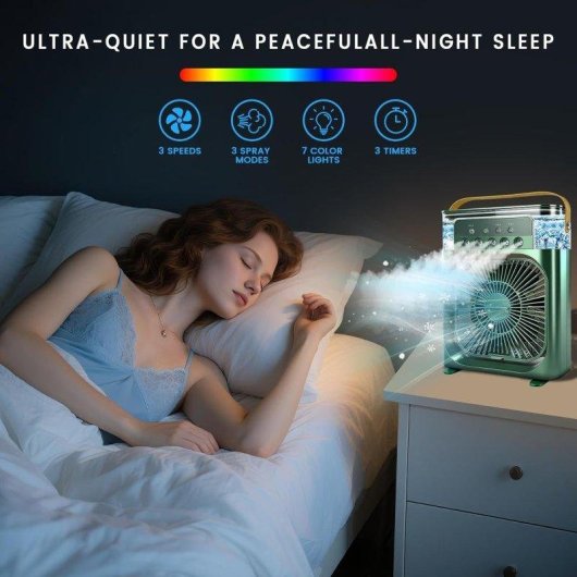 Mini Ventilatore Nebulizzatore Portatile Autrucker LED 7 Colori 3 Velocità Timer