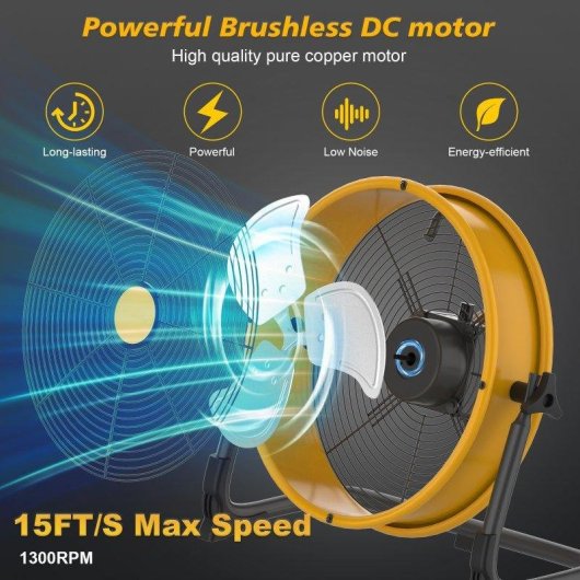Ventilatore Portatile Solare Autrucker 15W 12'' Batteria Silenzioso 4 Velocità Esterno