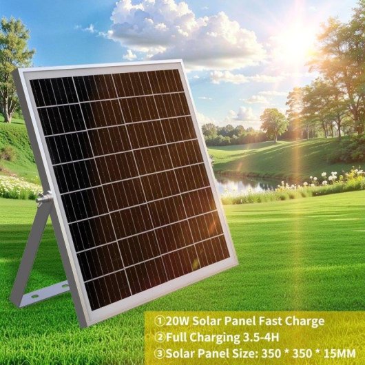 Ventilatore Portatile Solare Autrucker 15W 12'' Batteria Silenzioso 4 Velocità Esterno