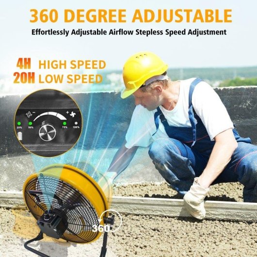 Ventilatore Portatile Solare Autrucker 15W 12'' Batteria Silenzioso 4 Velocità Esterno