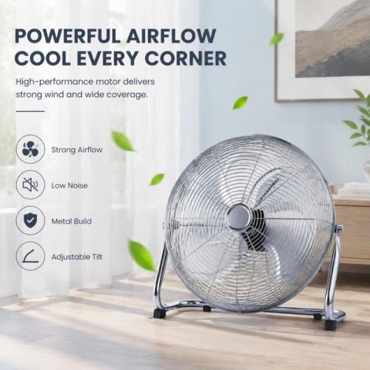 Ventilador Industrial de Suelo Autrucker 100W 3 Velocidades Inclinación Ajustable Silencioso
