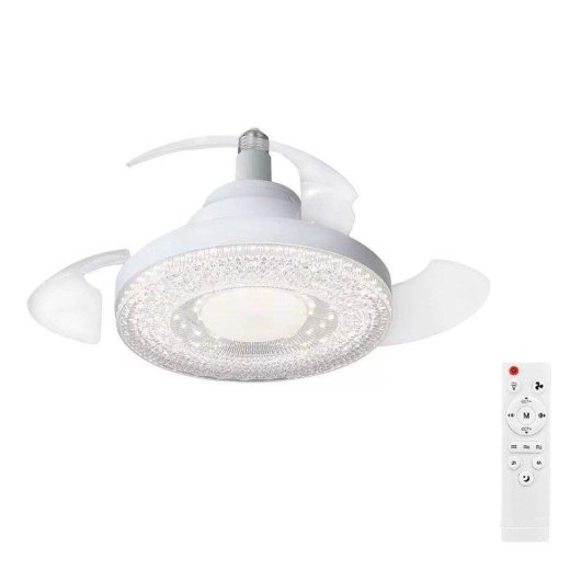 Ventilateur de Plafond avec Lumière Autrucker 3 Vitesses LED Pales Rétractables Télécommande