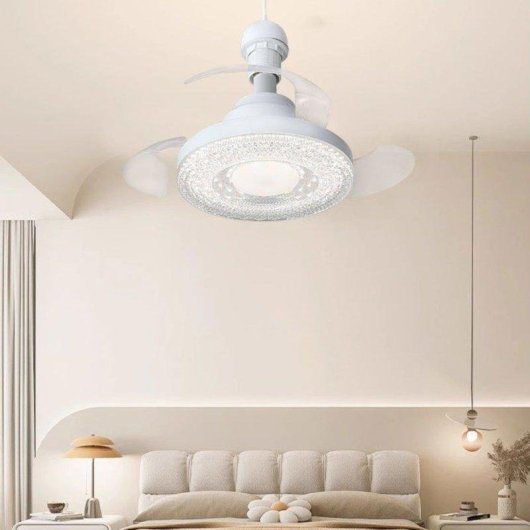 Ventilateur de Plafond avec Lumière Autrucker 3 Vitesses LED Pales Rétractables Télécommande