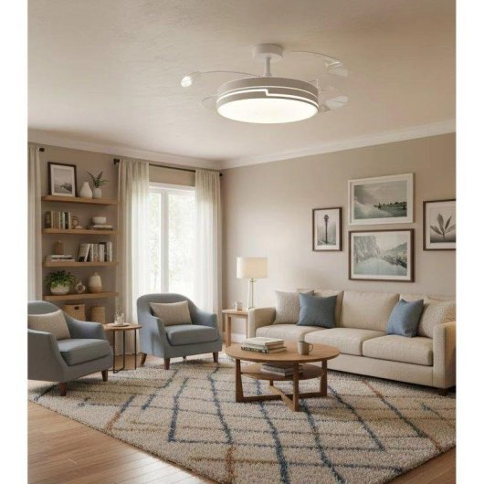Ventilateur de Plafond avec Lumière Autrucker 36W 6 Vitesses Pales Rétractables Moteur DC Télécommande