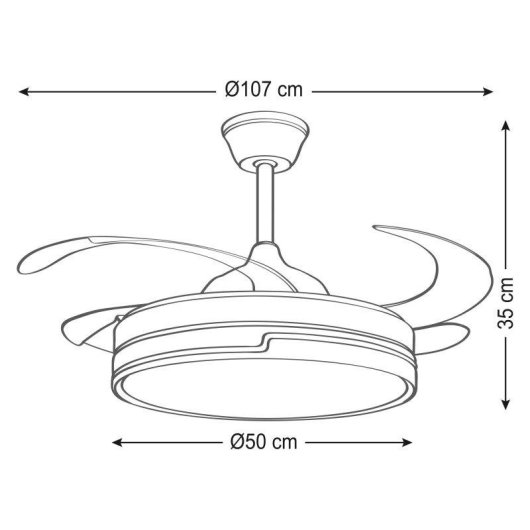 Ventilateur de Plafond avec Lumière Autrucker 36W 6 Vitesses Pales Rétractables Moteur DC Télécommande