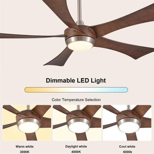 Ventilatore da Soffitto con Luce Autrucker 52" 132cm LED 3000K-6000K Telecomando Silenzioso