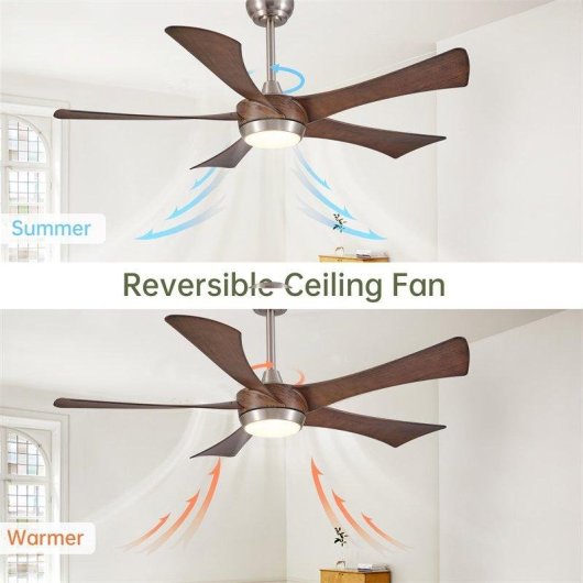 Ventilatore da Soffitto con Luce Autrucker 52" 132cm LED 3000K-6000K Telecomando Silenzioso