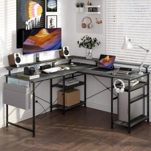 Bureau Gaming Autrucker 140x140cm Acier et MDF LED RGB USB