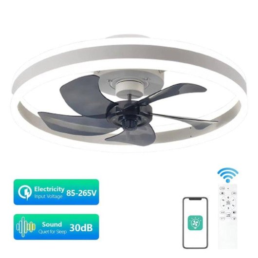 Ventilateur de Plafond avec Lumière Autrucker LED 6 Vitesses 5 Pales Télécommande App