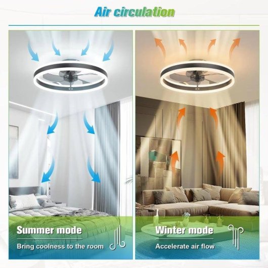Ventilateur de Plafond avec Lumière Autrucker LED 6 Vitesses 5 Pales Télécommande App