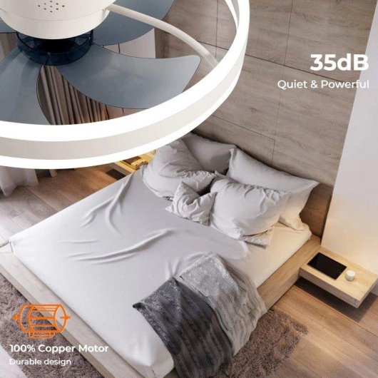 Ventilateur de Plafond avec Lumière Autrucker LED 6 Vitesses 5 Pales Télécommande App