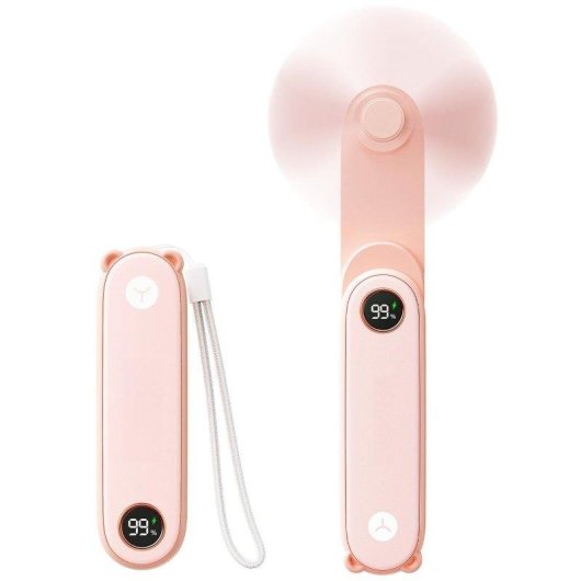 Mini Handventilator Autrucker Rosa Faltbar mit LED-Lampe Akku 6-12h