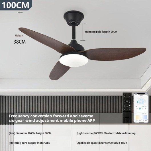 Ventilateur de Plafond avec Lumière Autrucker 40W 100cm 6 Vitesses Télécommande Bois