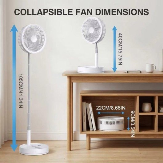 Ventilador de Pie Autrucker Foldable Portable Fan 5W 4 Velocidades Silencioso con Mando y Batería 8000 mAh