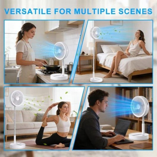 Ventilador de Pie Autrucker Foldable Portable Fan 5W 4 Velocidades Silencioso con Mando y Batería 8000 mAh