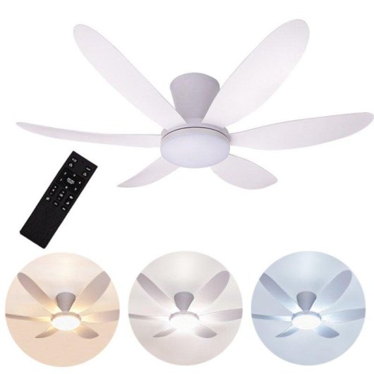 Ventilador de Techo con Luz Autrucker 50W 109cm 6 Velocidades Motor DC Silencioso con Mando