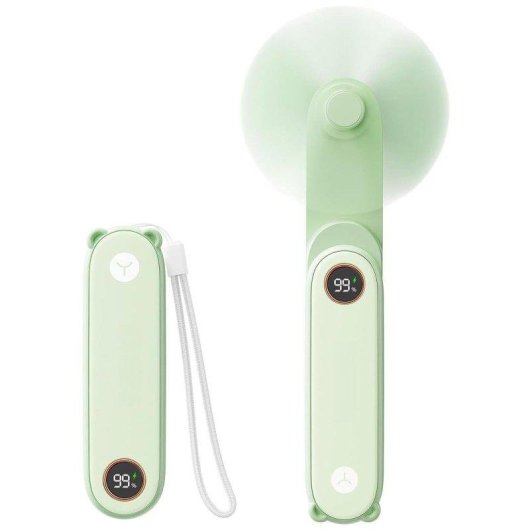 Mini Ventilador de Mano Autrucker Portátil Recargable Plegable con Linterna Silencioso Verde