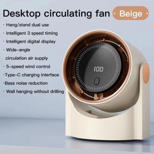 Ventilador de Sobremesa sin Aspas Autrucker 110V 5 Velocidades Temporizador Silencioso USB