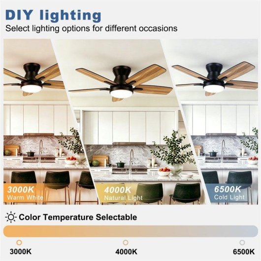 Ventoinha de Teto com Luz Autrucker 42" LED 6 Velocidades Silenciosa Comando