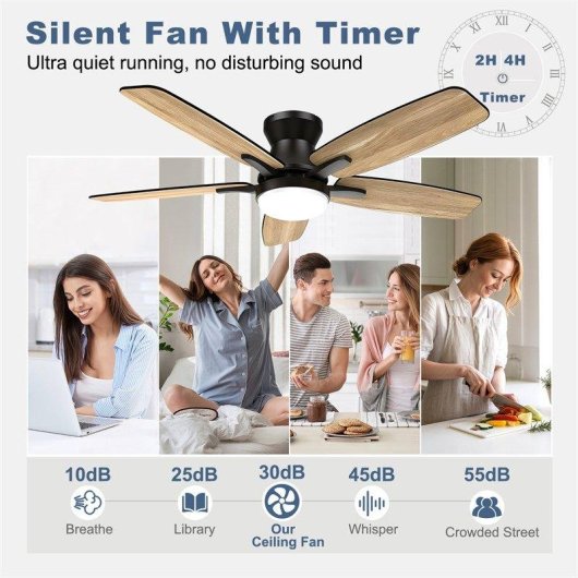 Ventoinha de Teto com Luz Autrucker 42" LED 6 Velocidades Silenciosa Comando