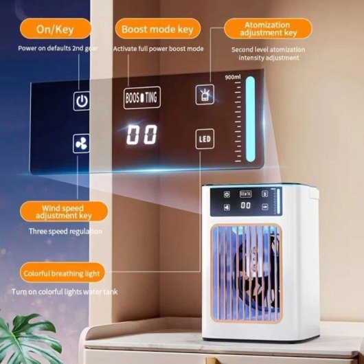 Ventilateur de Table Portable Autrucker Turbo USB Humidificateur Compact