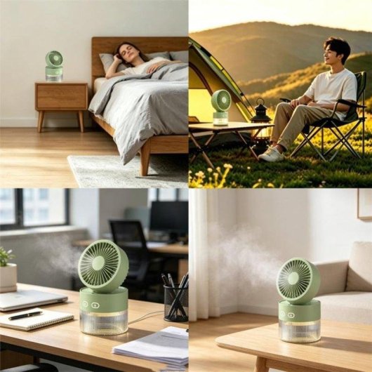 Mini Ventilatore Umidificatore Portatile Autrucker 350ml Pieghevole 3 Velocità con Luce Notturna Gialla