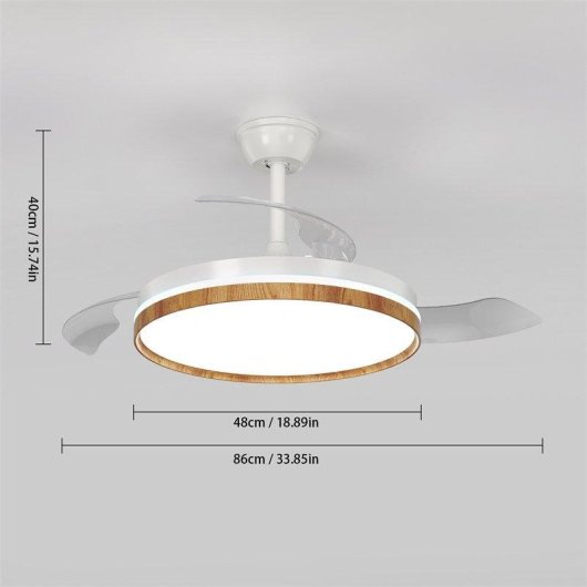 Ventilador de Techo con Luz Autrucker 36W Aspas Retráctiles 6 Velocidades Motor Reversible con Mando