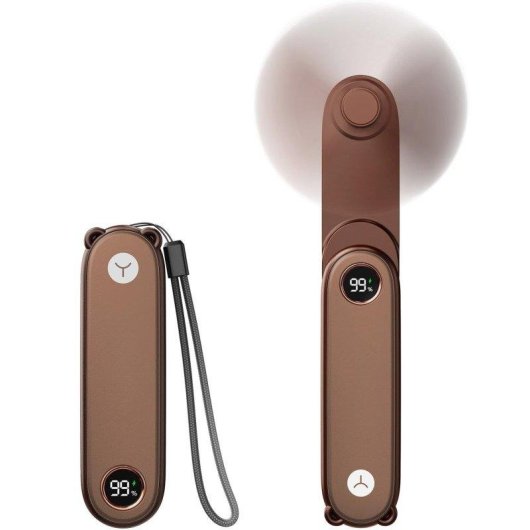 Mini Ventilador Portátil de Mano Autrucker Marrón Batería Recargable Plegable con Linterna LED Silencioso