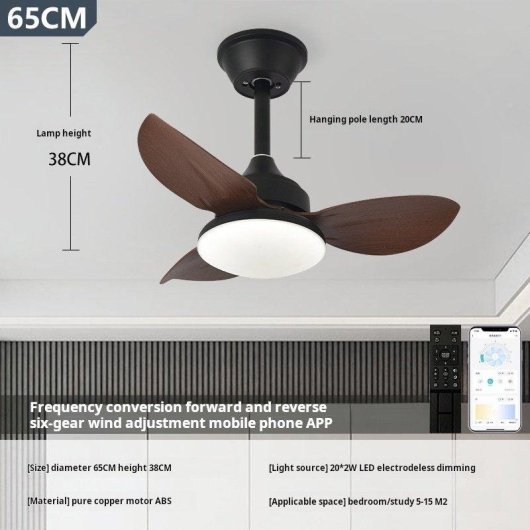 Ventilateur de Plafond avec Lumière Autrucker 40W 65cm 6 Vitesses Télécommande Bois